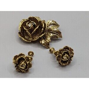 Vintage Goldette Rose Jewelry set